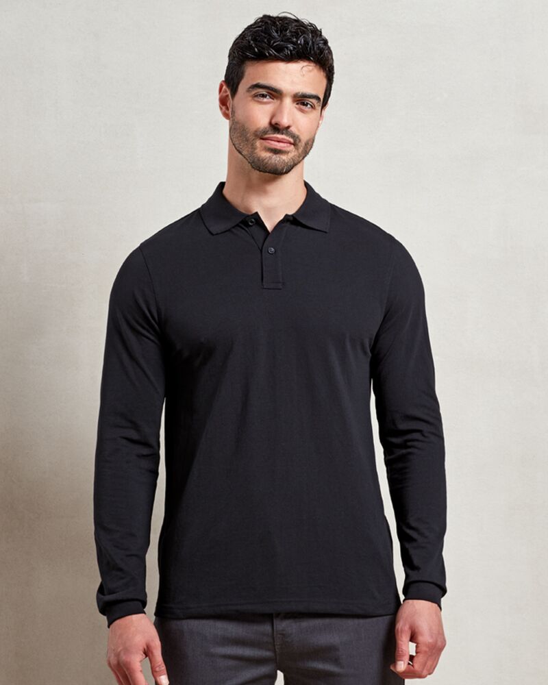 Premier Essential Unisex Long Sleeve Polo Shirt Thumbnail