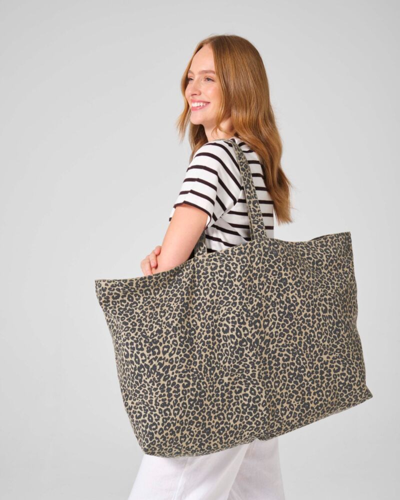Leopard Print Canvas Oversized Tote Bag Thumbnail