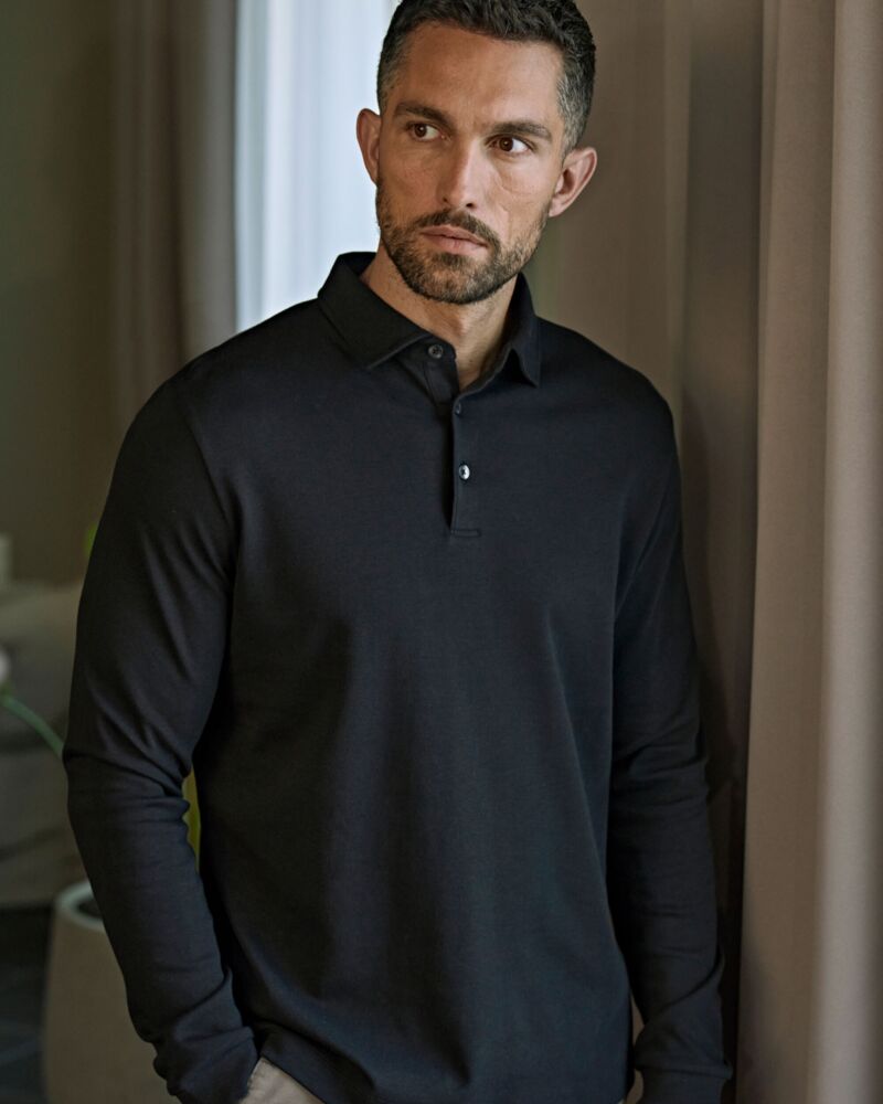 Pima Cotton Long Sleeve Polo Thumbnail