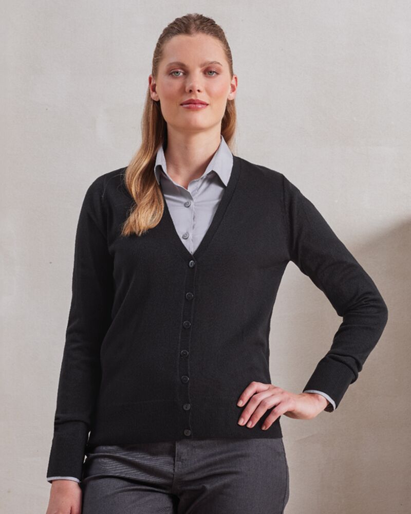 Premier Ladies Essential Acrylic V Neck Cardigan Thumbnail