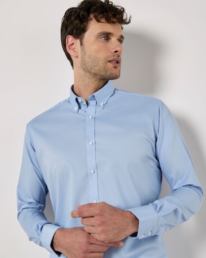Slim Fit Long Sleeve Stretch Oxford Shirt Thumbnail