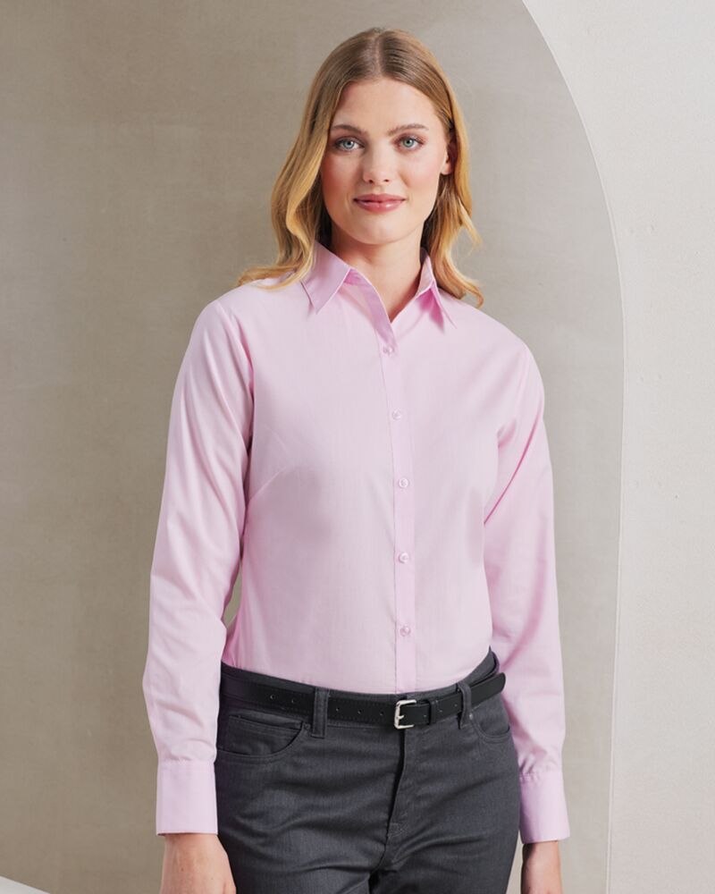 Ladies Long Sleeve Poplin Blouse Thumbnail