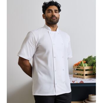 Unisex Short Sleeve Stud Front Chef's Jacket Thumbnail