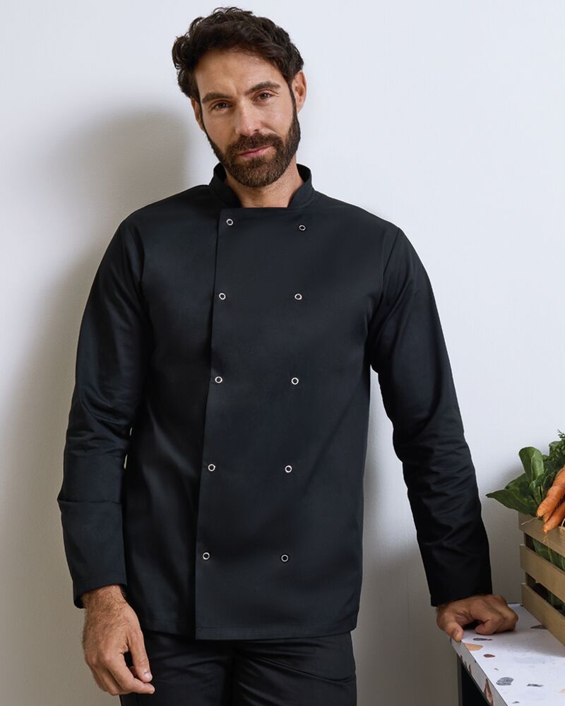 Premier Unisex Long Sleeve Stud Front Chef's Jacket Thumbnail