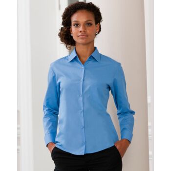 Ladies' Long Sleeve Polycotton Easy Care Poplin Shirt Thumbnail